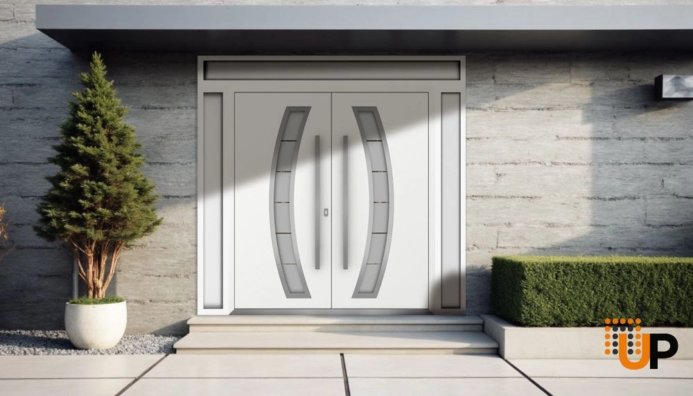 Deux 6500 exterior aluminum double door 104x112 (16+72+16x96+16) white steel Photo #3