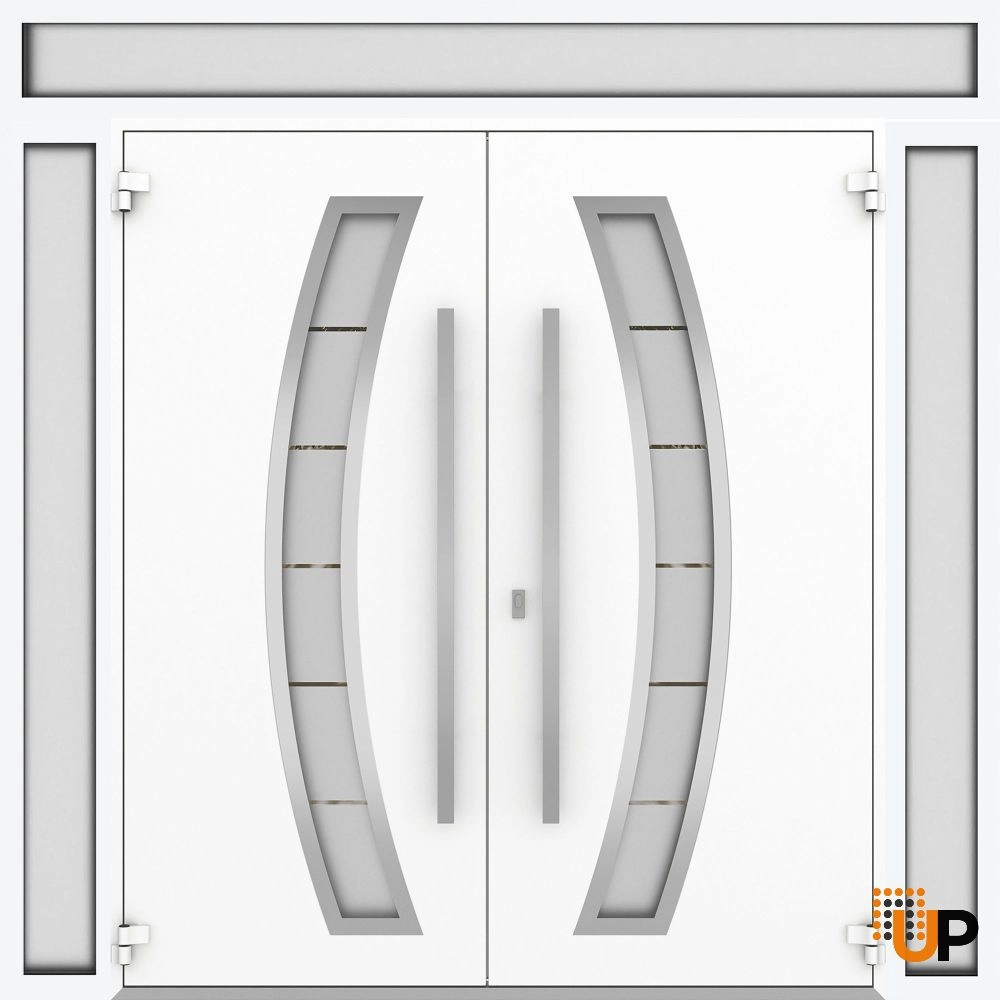 Deux 6500 exterior aluminum double door 104x112 (16+72+16x96+16) white steel Photo #2