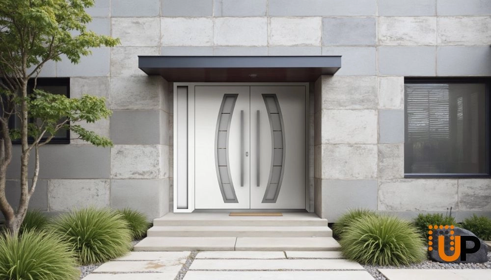Deux 6500 exterior aluminum double door 86x96 (72+14x96) white steel Photo #3