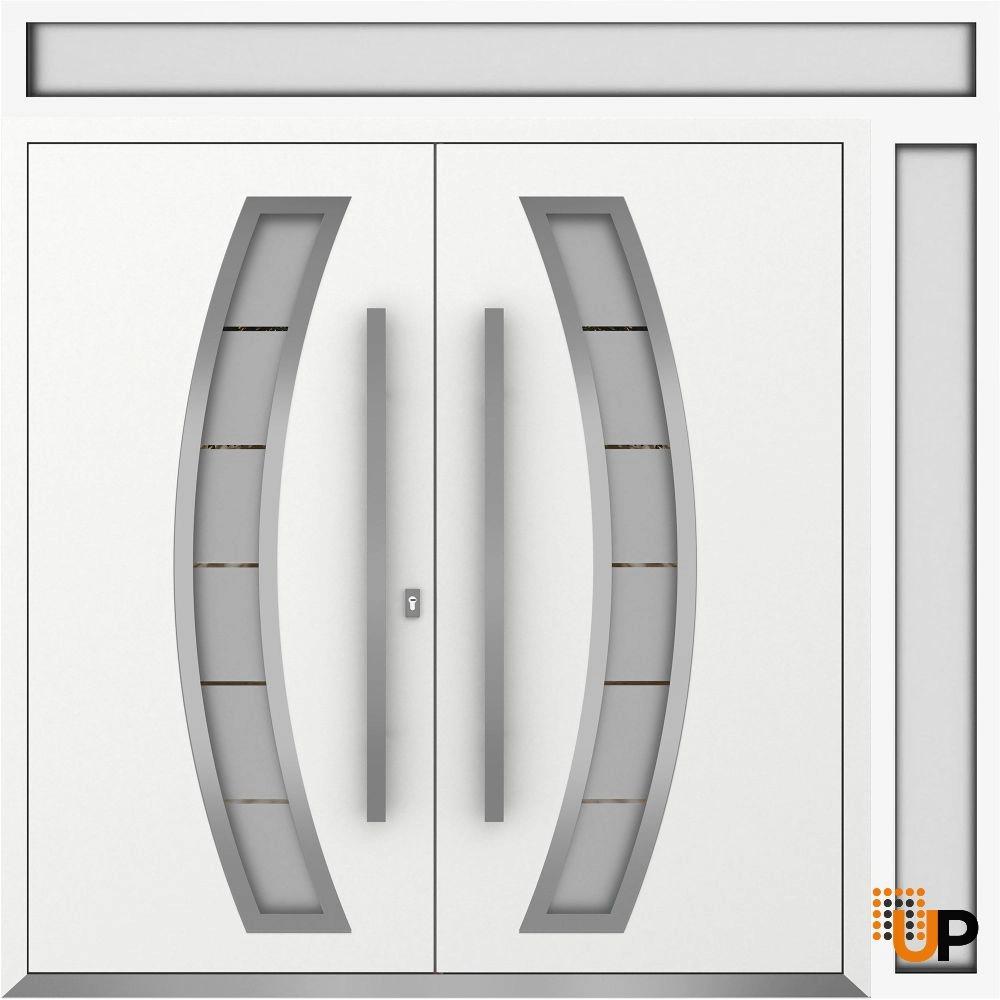 Deux 6500 exterior aluminum double door 86x112 (72+14x96+16) white steel Photo #1