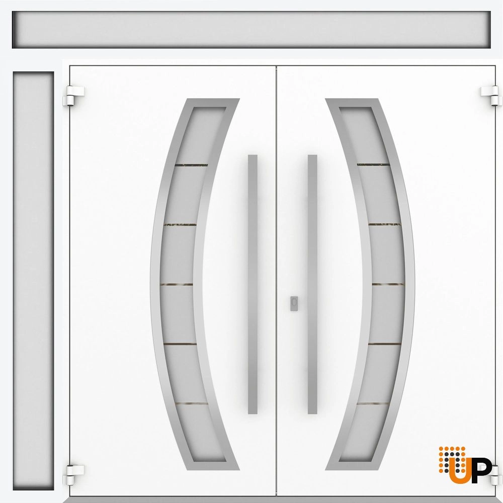 Deux 6500 exterior aluminum double door 88x112 (72+16x96+16) white steel Photo #2