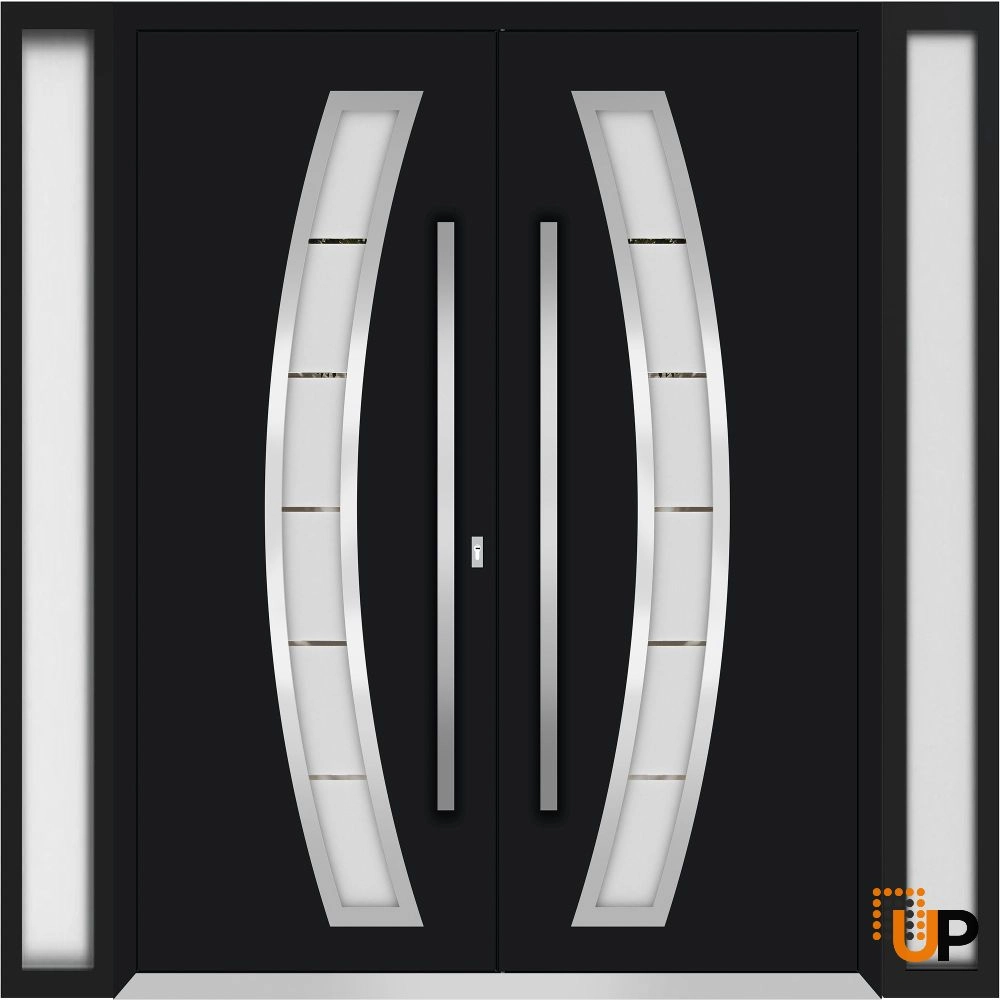 Deux 6500 exterior aluminum double door 104x96 (16+72+16x96) black steel Photo #1