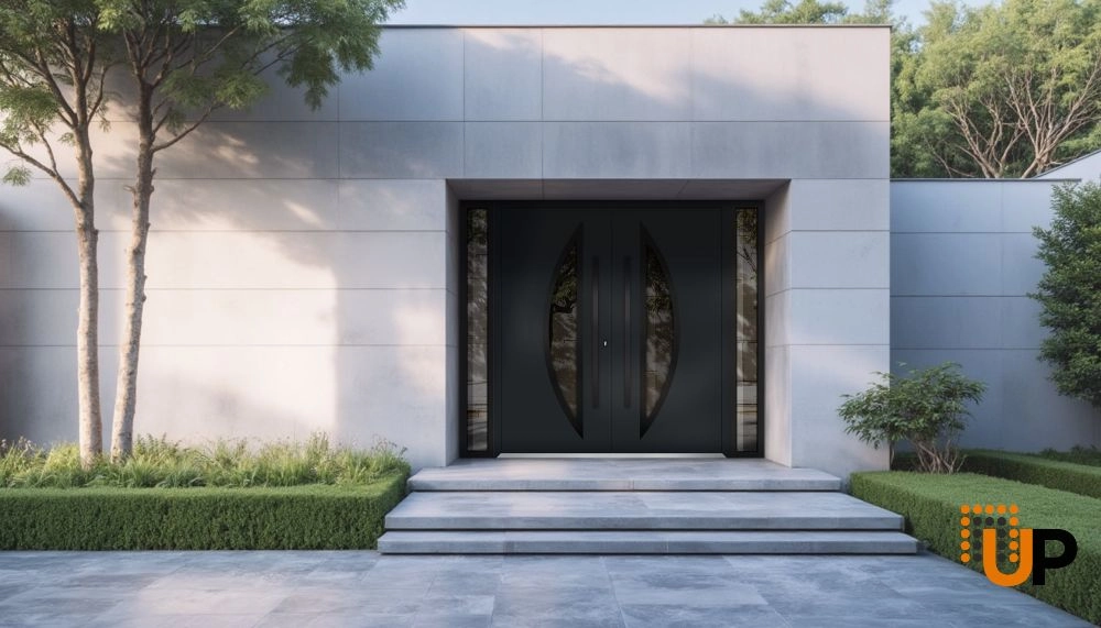 Deux 6501 exterior aluminum double door 100x96 (14+72+14x96) grey steel Photo #3