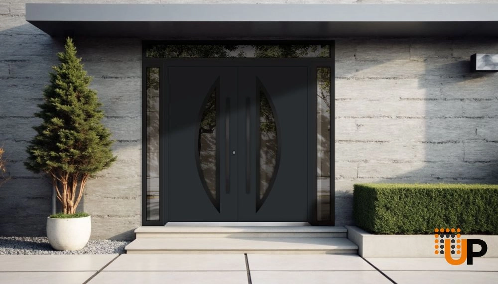 Deux 6501 exterior aluminum double door 100x108 (14+72+14x96+12) grey steel Photo #3