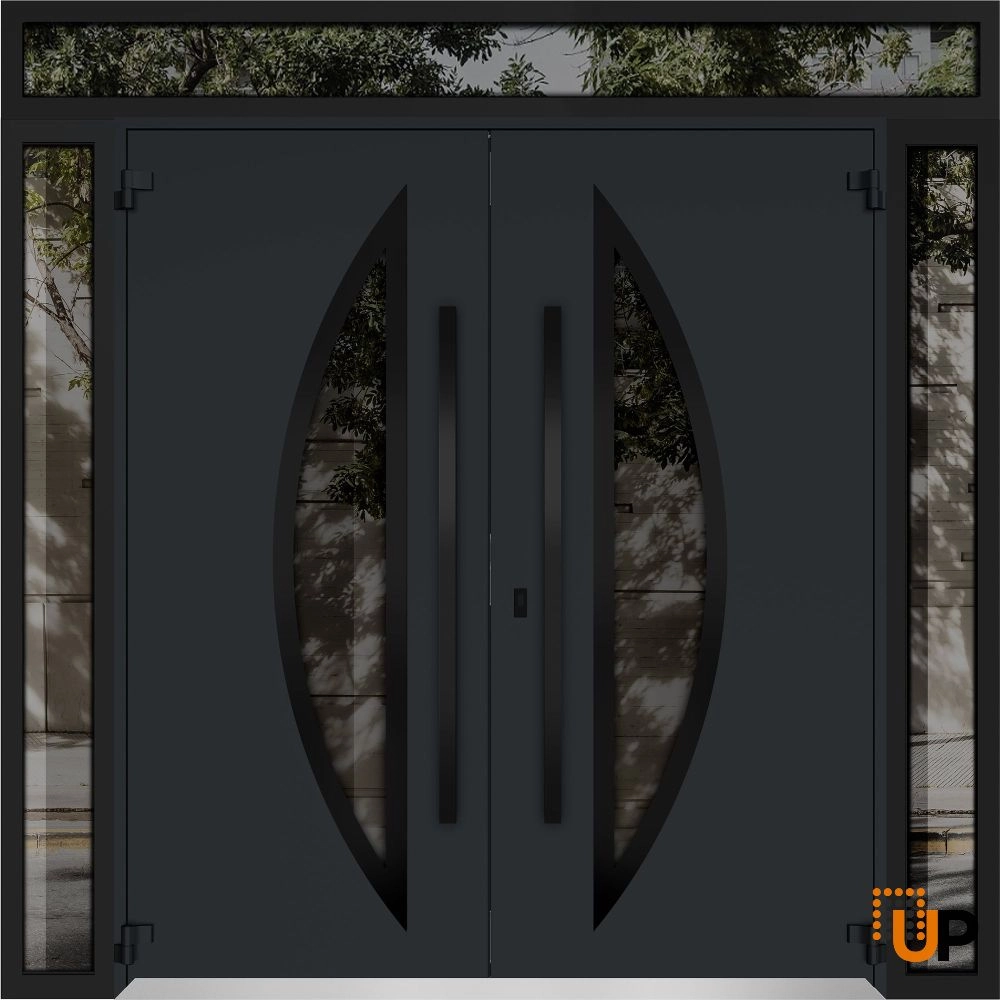 Deux 6501 exterior aluminum double door 100x112 (14+72+14x96+16) grey steel Photo #2