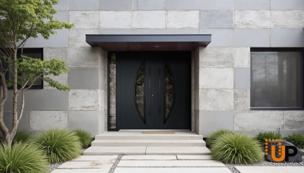 Deux 6501 exterior aluminum double door 84x96 (72+12x96) grey steel Photo #3