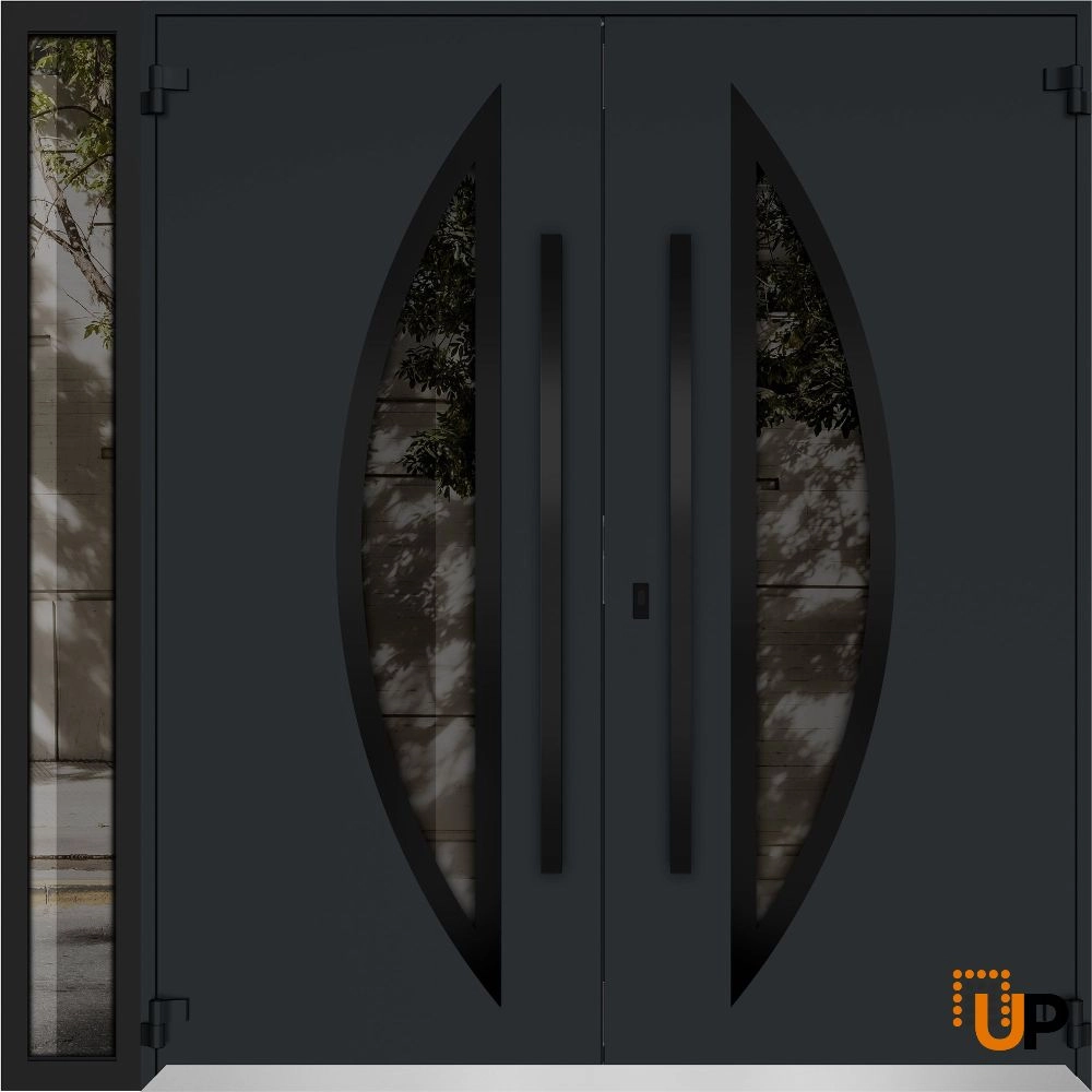 Deux 6501 exterior aluminum double door 86x96 (72+14x96) grey steel Photo #2