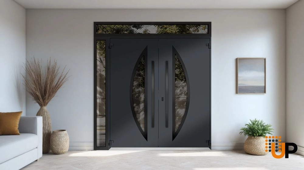 Deux 6501 exterior aluminum double door 86x108 (72+14x96+12) grey steel Photo #4