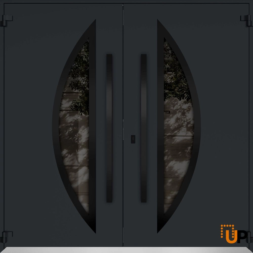 Deux 6501 exterior aluminum double door 72x96 grey steel Photo #2