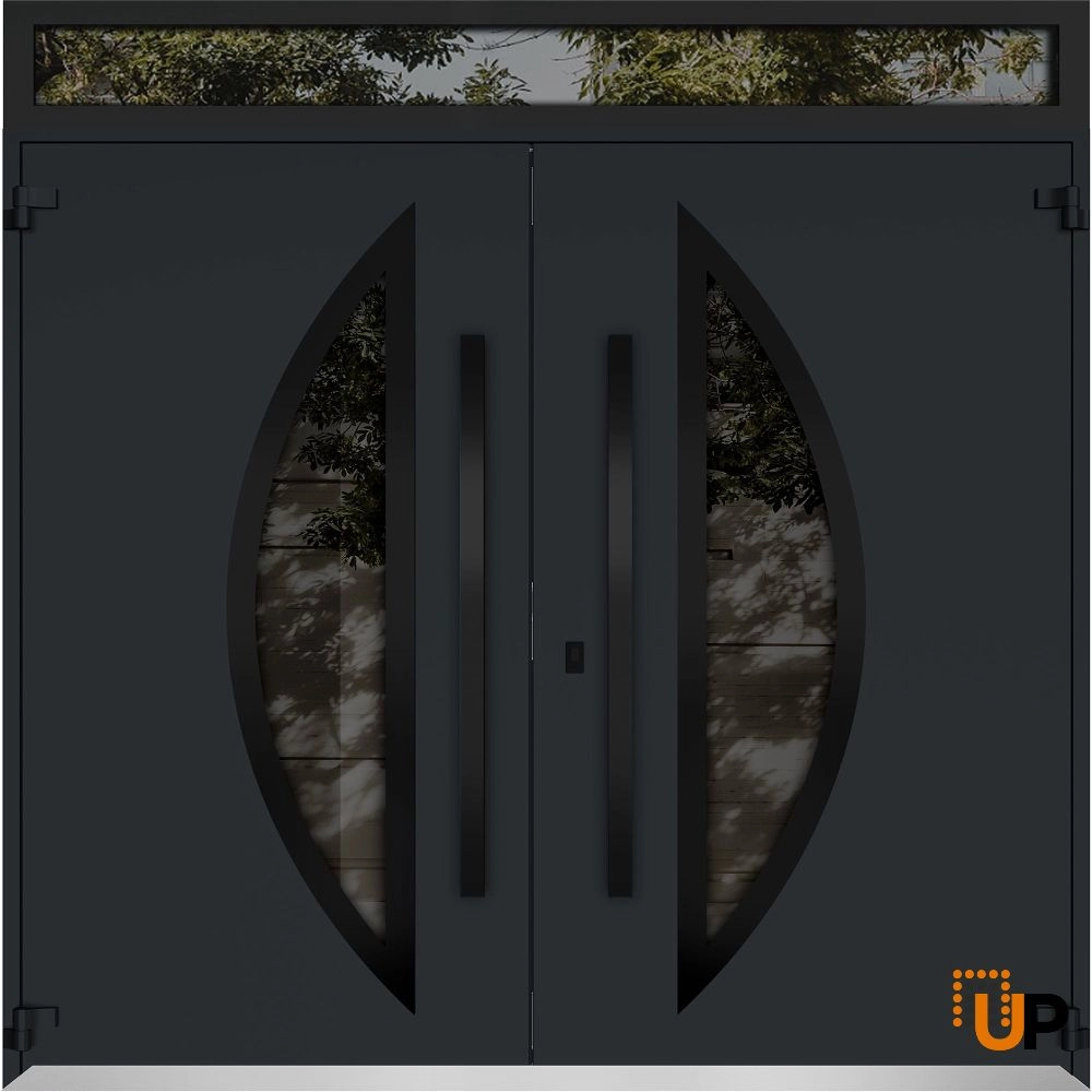 Deux 6501 exterior aluminum double door 72x110 (72x96+14) grey steel Photo #2