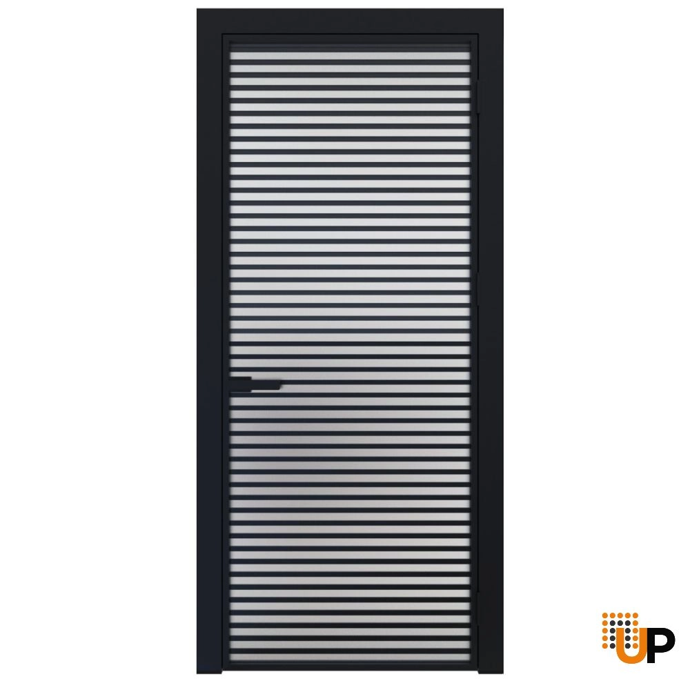 Modern aluminum aluminum swing door with frosted glass | Lumo 1901 Black | 24 x 80 inch photo#1