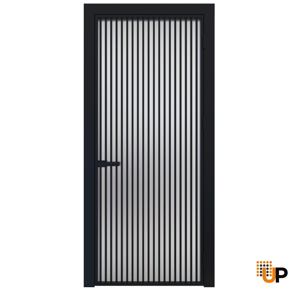 Modern aluminum aluminum swing door with frosted glass | Lumo 1902 Black | 24 x 80 inch photo#1