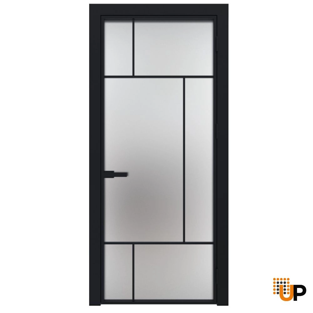 Modern aluminum aluminum swing door with frosted glass | Lumo 1907 Black | 24 x 80 inch photo#1