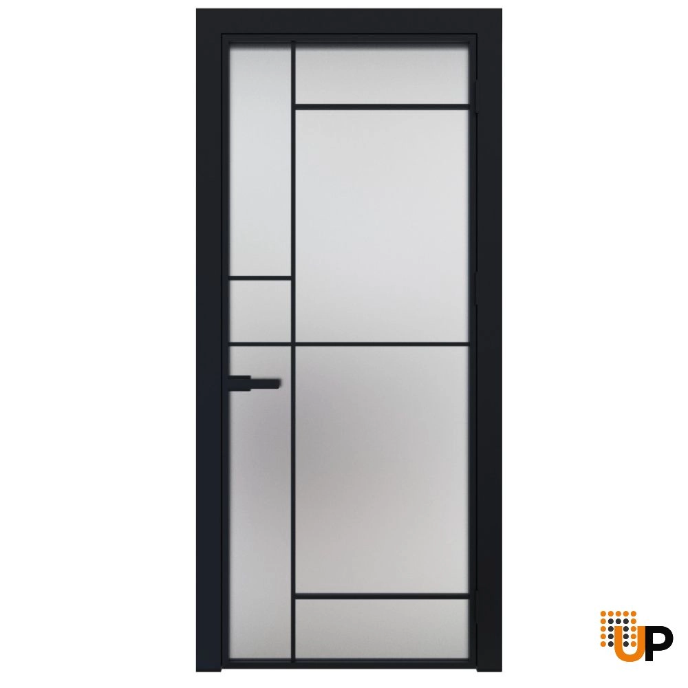 Modern aluminum aluminum swing door with frosted glass | Lumo 1909 Black | 24 x 80 in. photo#1