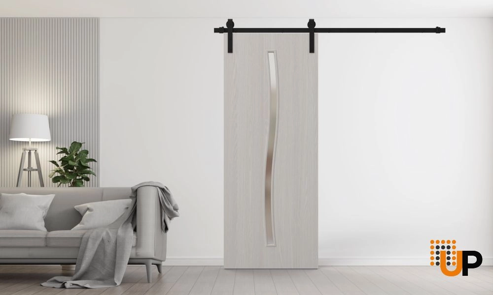 Single solid wood with honeycomb sliding interior barn door | Basic 3002 Ash Franko | 18 x 80 photo#2