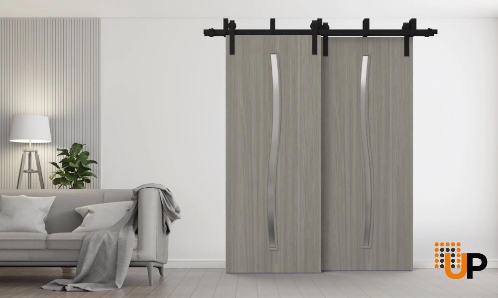 Double solid wood with honeycomb sliding interior barn bypass door | Basic 3002 Oak Franko | 36 x 80 (2* 18x80) photo#2