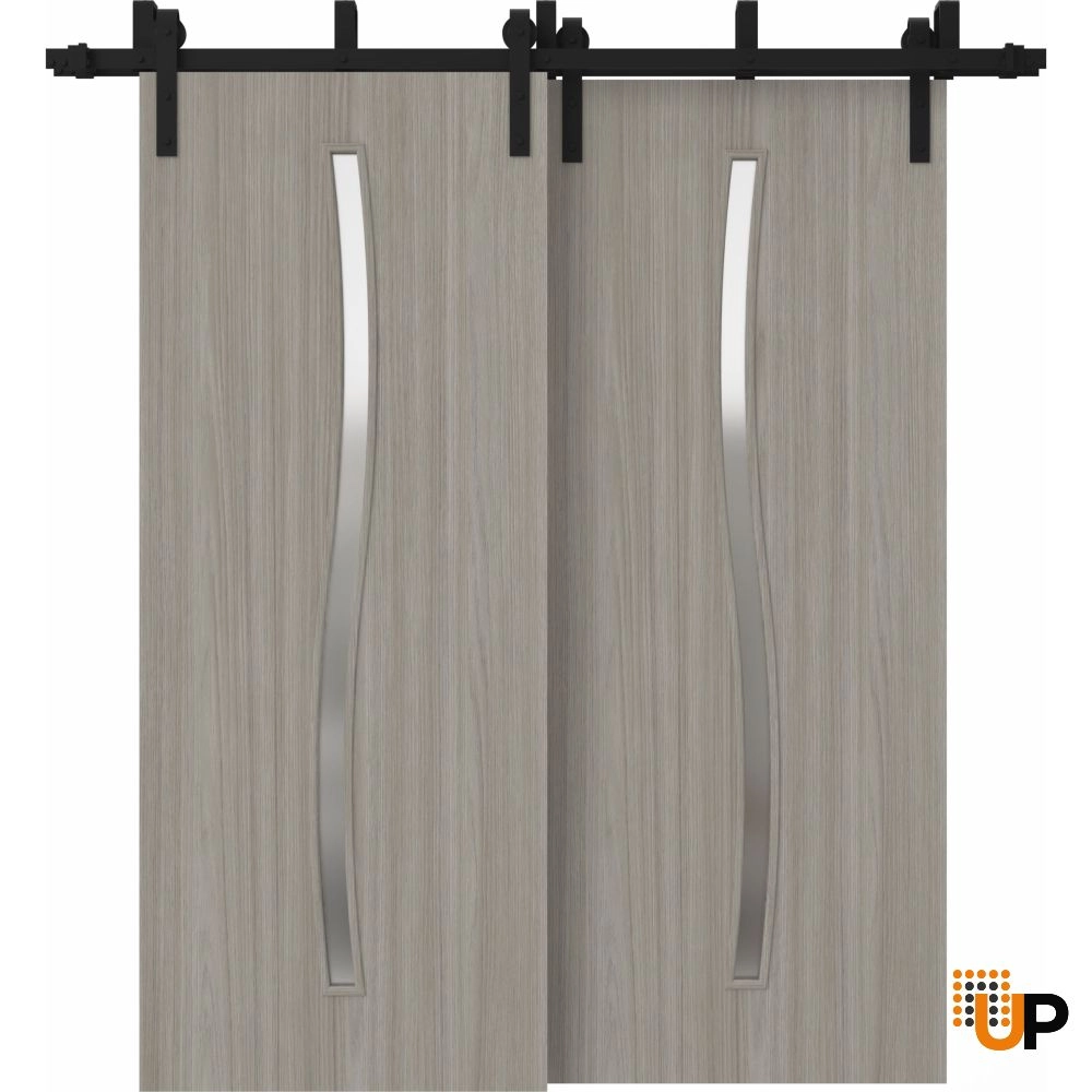 Double solid wood with honeycomb sliding interior barn bypass door | Basic 3002 Oak Franko | 36 x 80 (2* 18x80) photo#1