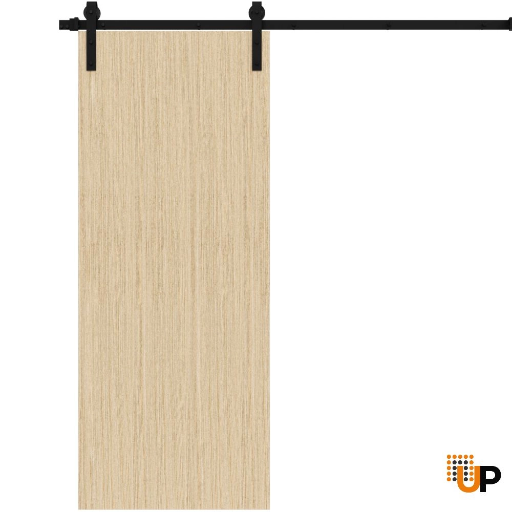 Single solid wood with honeycomb sliding modern interior barn door | Planum 0010 Vertical Natural Veneer | 18 x 80 photo#1