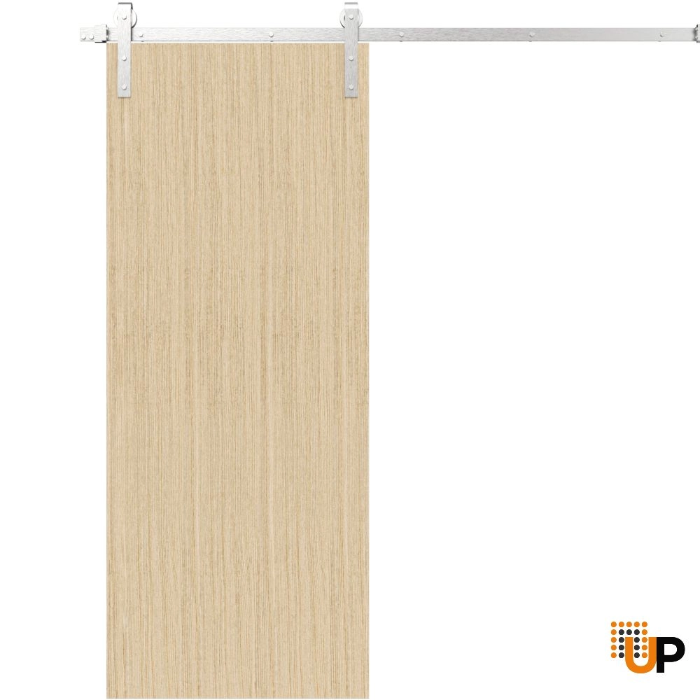 Single solid wood with honeycomb sliding modern interior barn door | Planum 0010 Vertical Natural Veneer | 18 x 80 photo#1