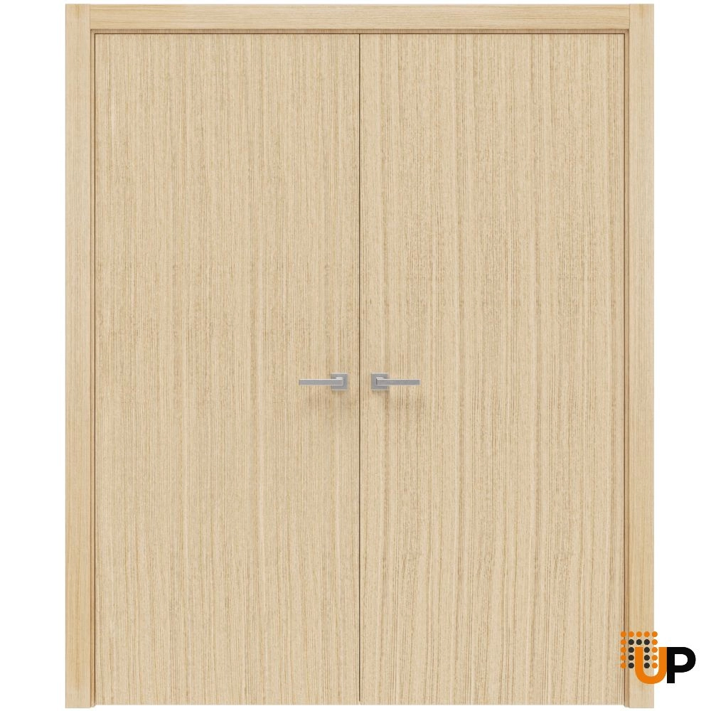Double solid wood with honeycomb french interior swing double door | Planum 0010 Vertical Natural Veneer | 36 x 80 (2* 18x80) photo#1