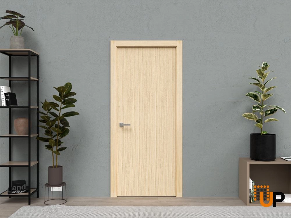 Single solid wood with honeycomb modern interior swing door | Planum 0010 Vertical Natural Veneer | 18 x 80 photo#2