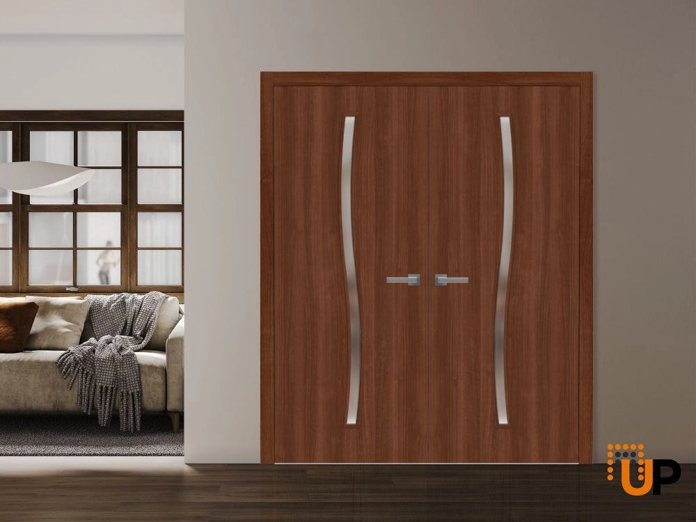 Double solid wood with honeycomb french interior swing double door | Basic 3002 Walnut Franko | 36 x 80 (2* 18x80) photo#2