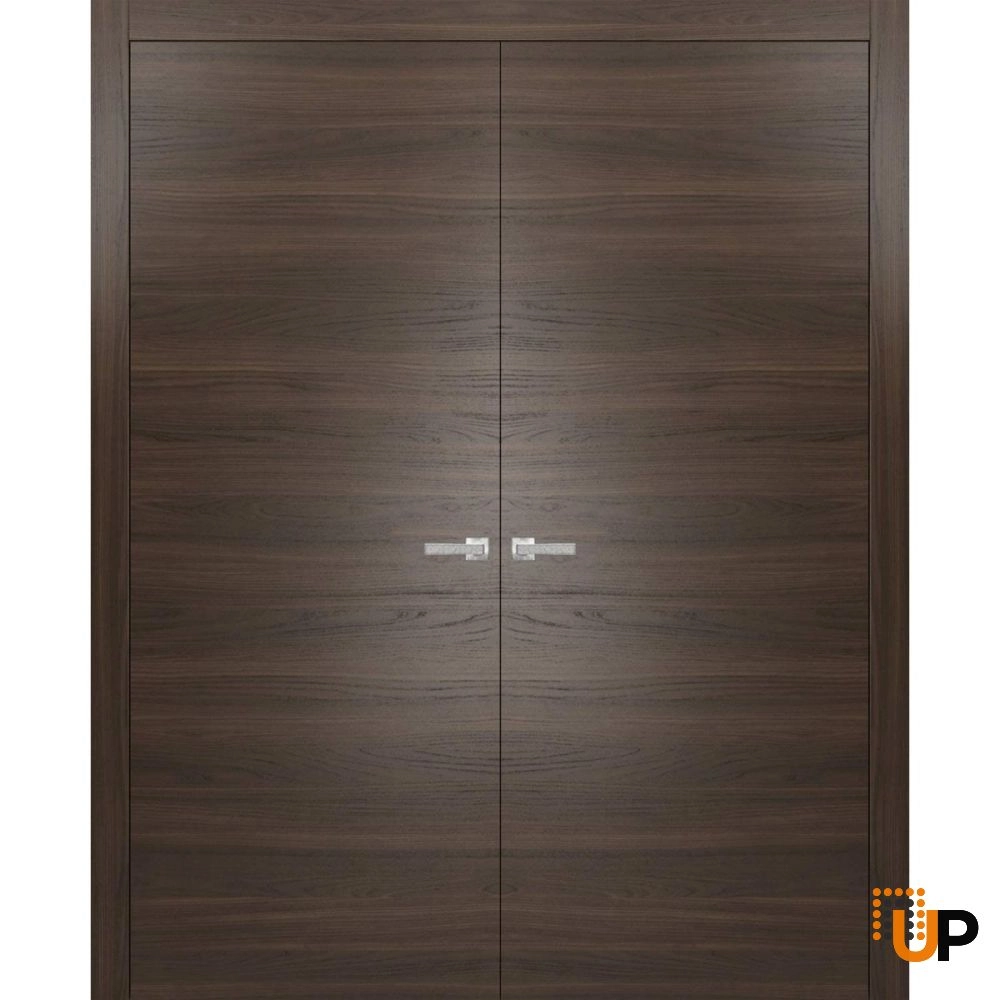 Double solid wood with honeycomb french interior swing double door | Planum 0010 Chocolate Ash | 36 x 80 (2* 18x80) photo#1