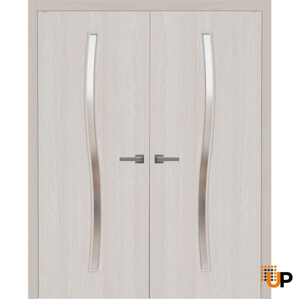Double solid wood with honeycomb french interior swing double door | Basic 3002 Ash Franko | 36 x 80 (2* 18x80) photo#1