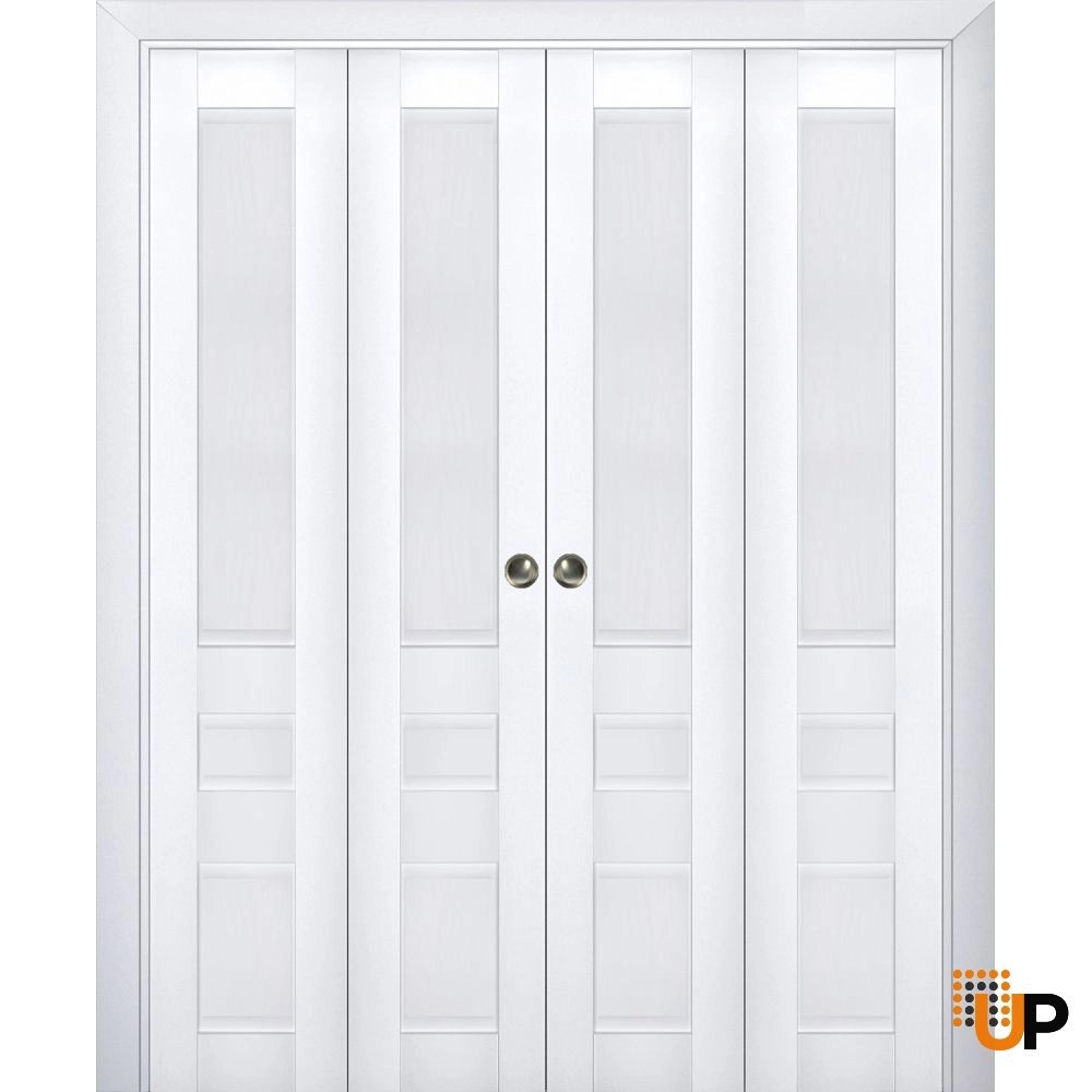 4 folding panels laminate sliding classic interior bi-fold double door | Veregio 7411 White | 72 x 80 (4* 18x80) photo#1