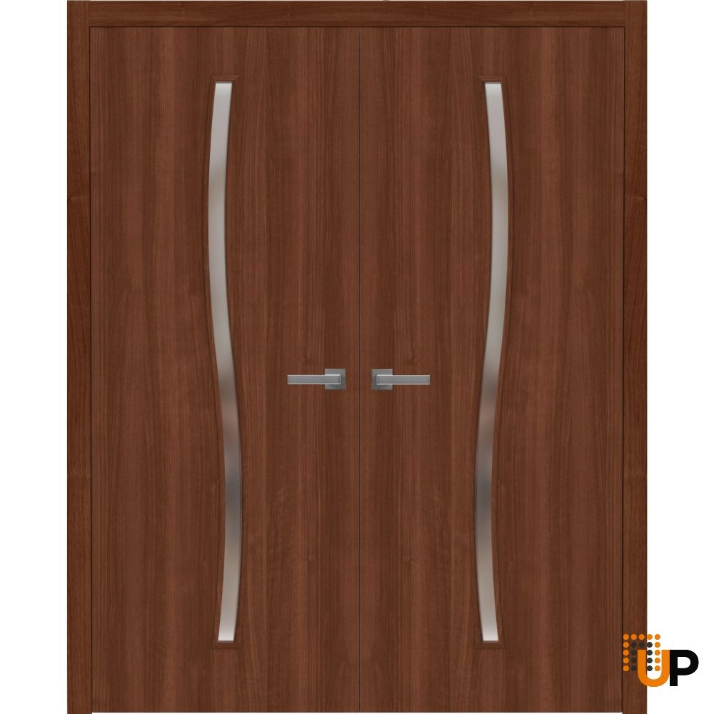 Double solid wood with honeycomb french interior swing double door | Basic 3002 Walnut Franko | 36 x 80 (2* 18x80) photo#1