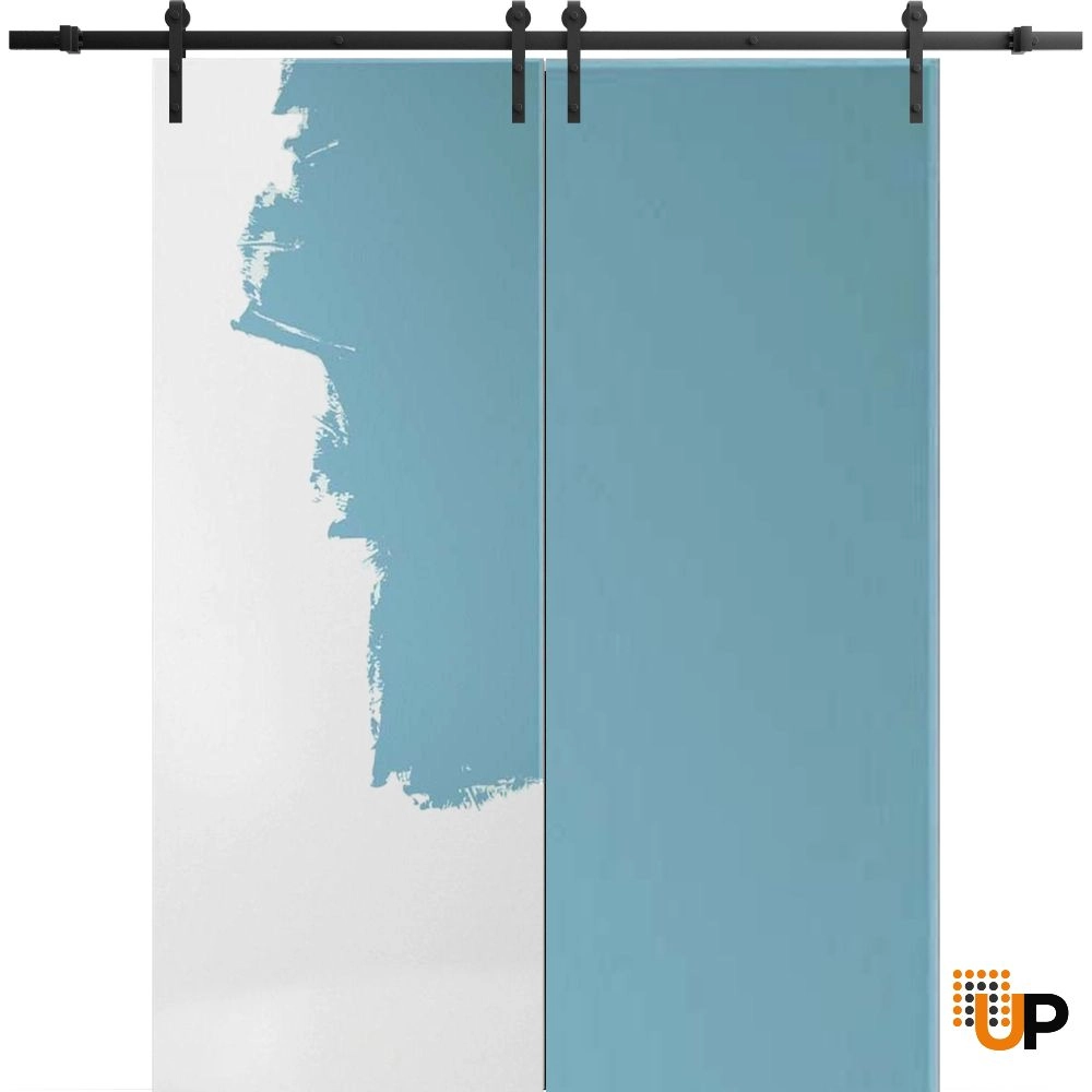 Double solid wood with honeycomb sliding french interior barn double door | Planum 0010 Primed | 36 x 80 (2* 18x80) photo#1