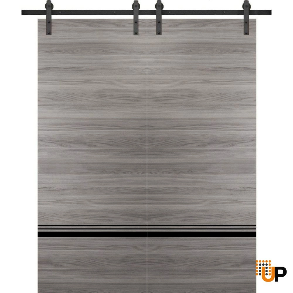 Double solid wood with honeycomb sliding french interior barn double door | Planum 0012 Ginger Ash | 36 x 80 (2* 18x80) photo#1