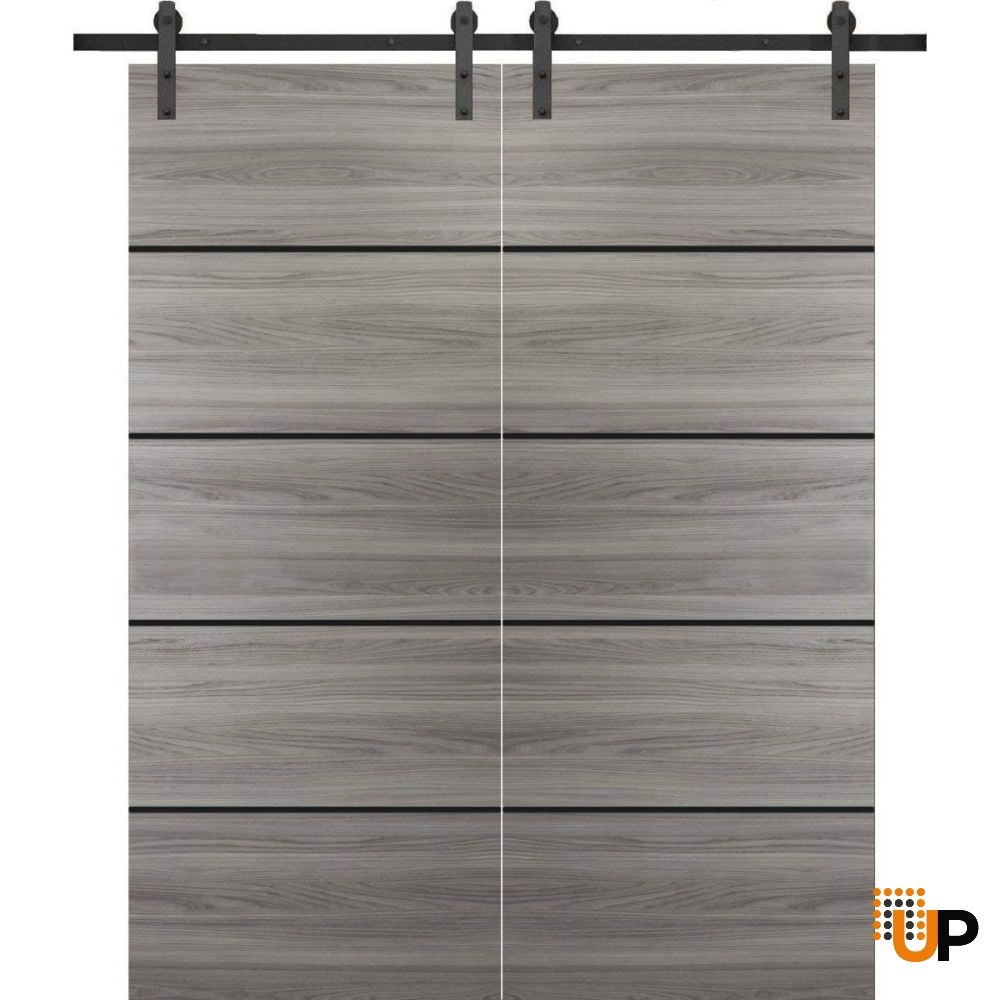Double solid wood with honeycomb sliding french interior barn double door | Planum 0015 Ginger Ash | 36 x 80 (2* 18x80) photo#1