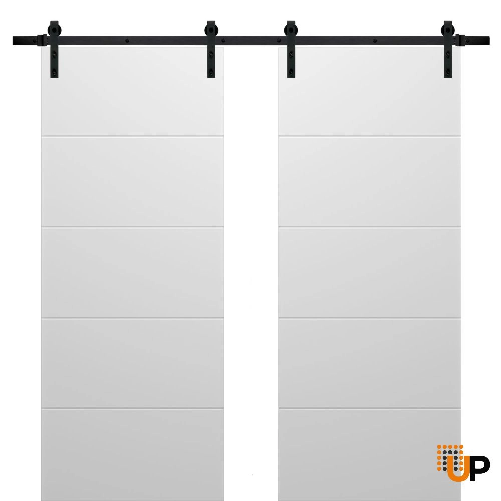 Double solid wood with honeycomb sliding classic interior barn double door | Planum 0770 Painted White | 36 x 80 (2* 18x80) photo#1
