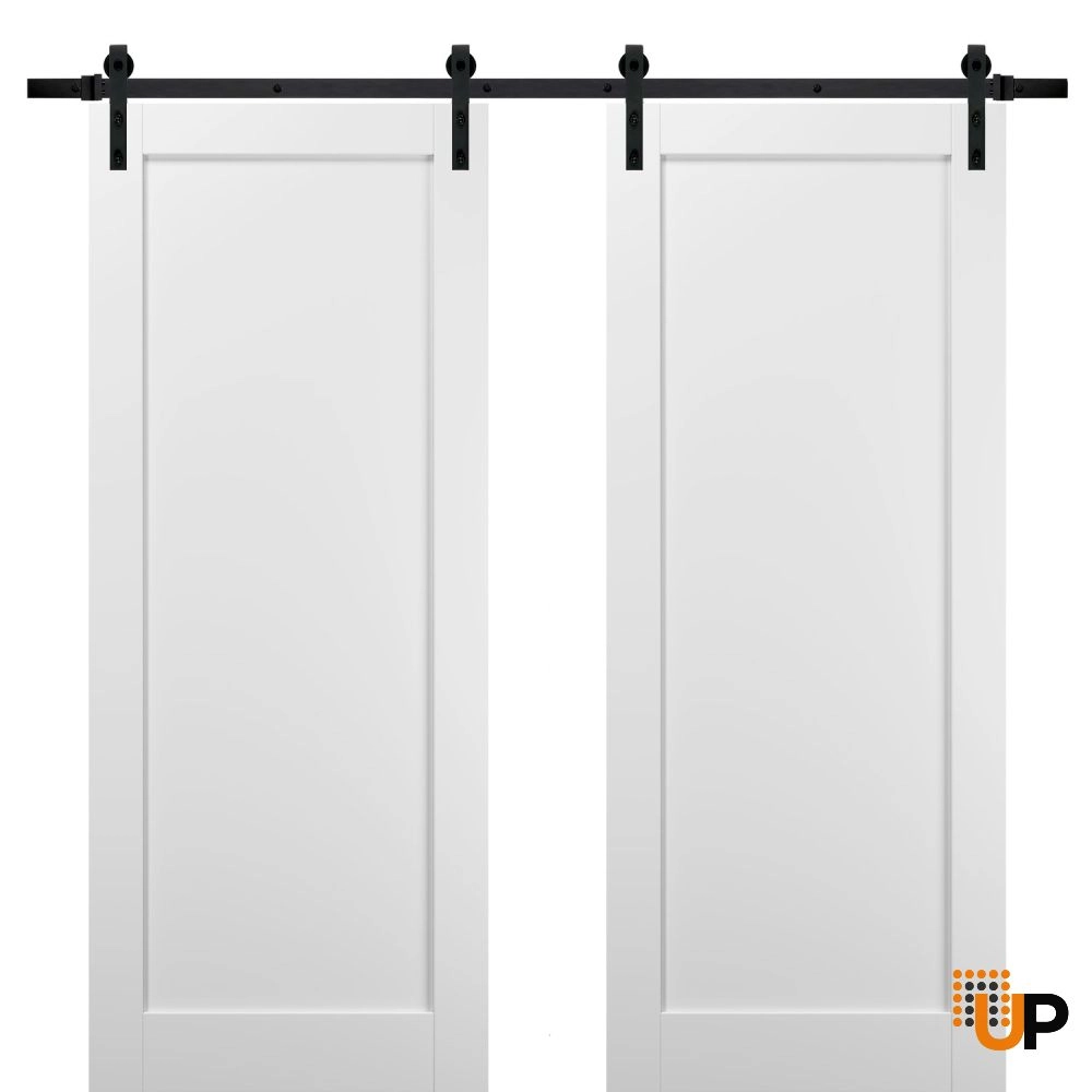 Double mdf sliding shaker interior barn double door | Quadro 4111 White | 36 x 80 (2* 18x80) photo#1