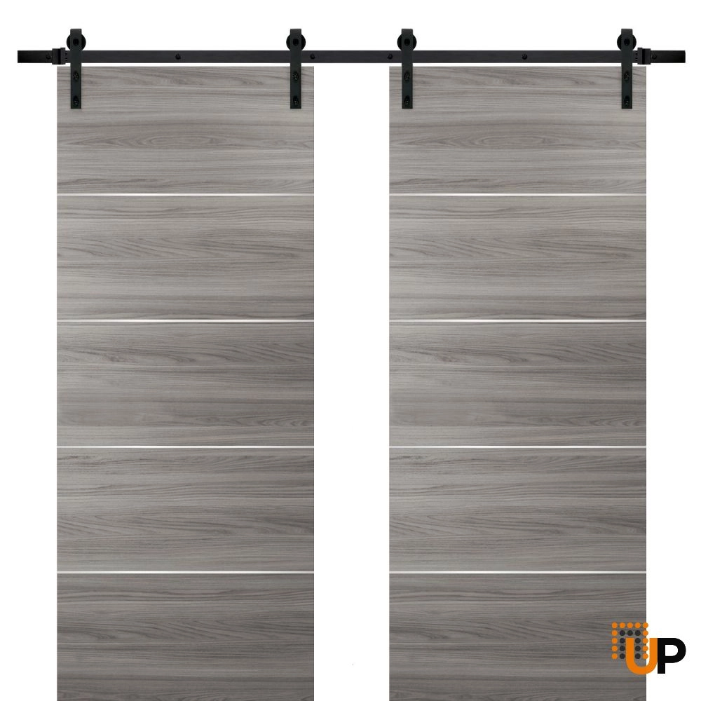 Double solid wood with honeycomb sliding french interior barn double door | Planum 0020 Ginger Ash | 36 x 80 (2* 18x80) photo#1