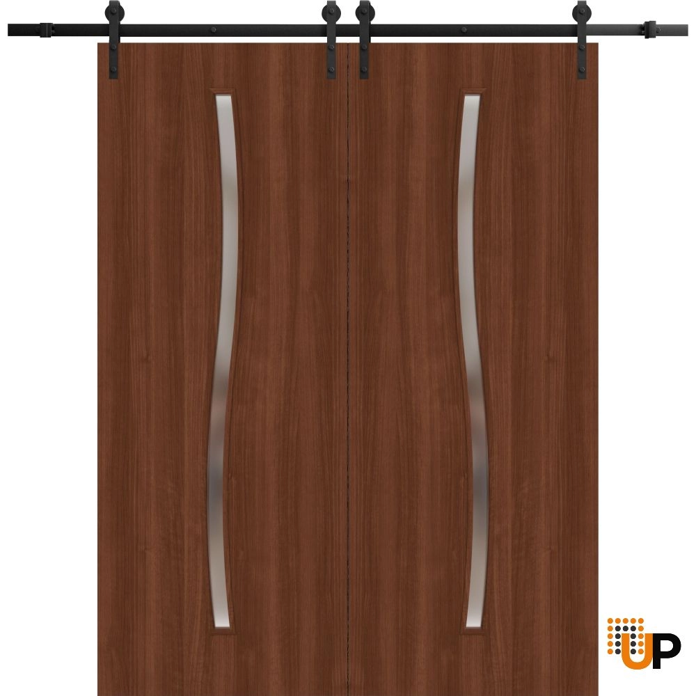 Double solid wood with honeycomb sliding classic interior barn double door | Basic 3002 Walnut Franko | 36 x 80 (2* 18x80) photo#1