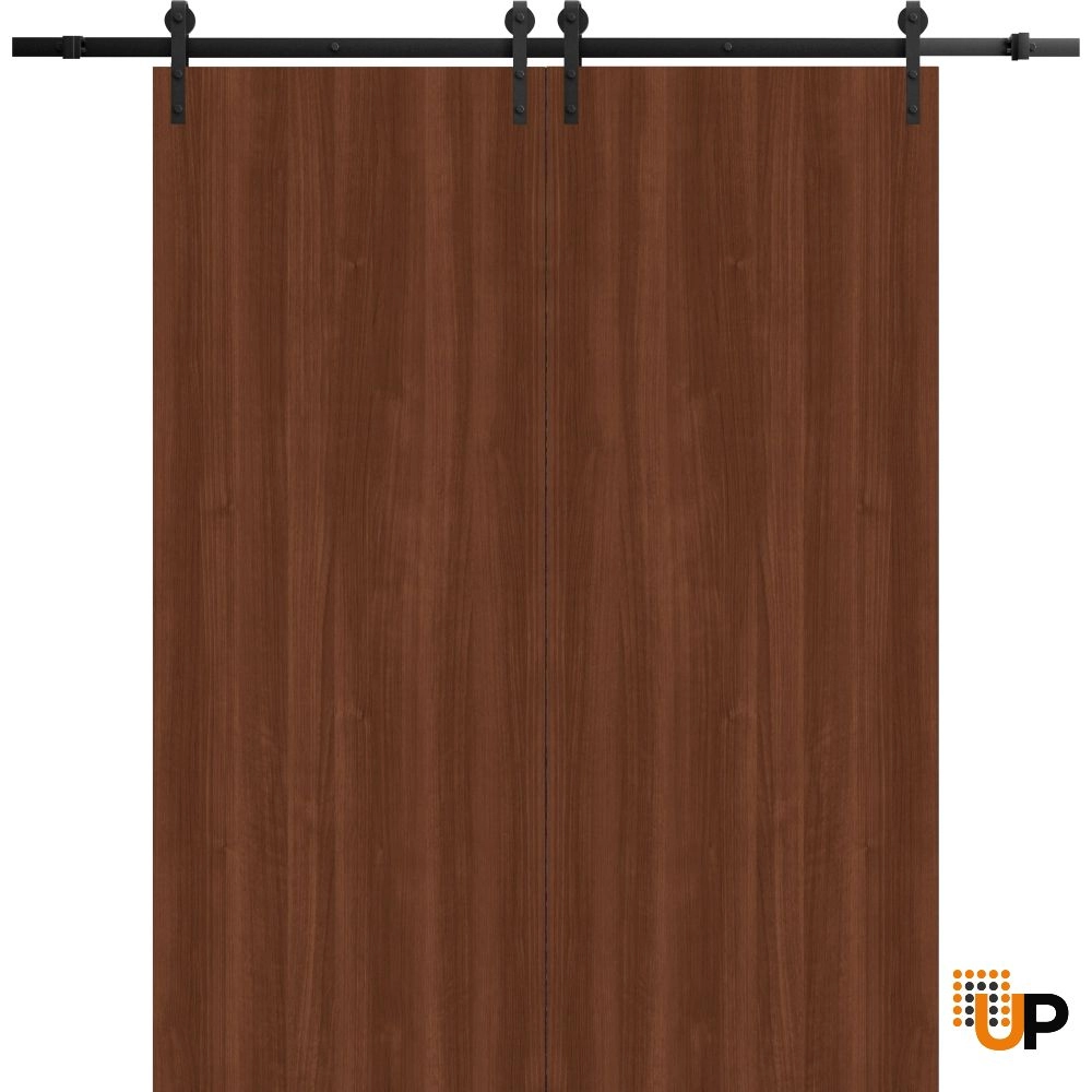 Double solid wood with honeycomb sliding flush interior barn double door | Basic 3001 Walnut Franko | 84 x 96 photo#1