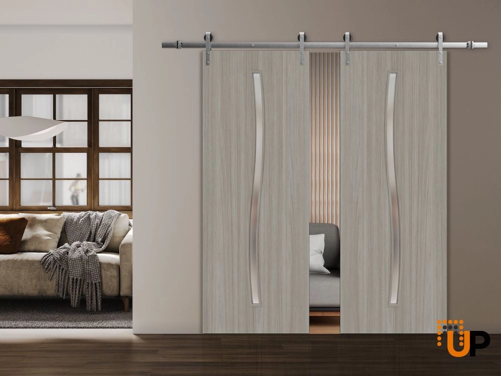 Double solid wood with honeycomb sliding classic interior barn double door | Basic 3002 Oak Franko | 36 x 80 (2* 18x80) photo#2