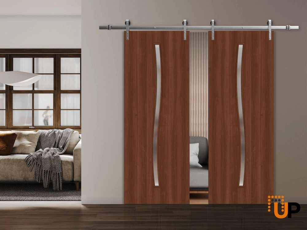 Double solid wood with honeycomb sliding classic interior barn double door | Basic 3002 Walnut Franko | 36 x 80 (2* 18x80) photo#2