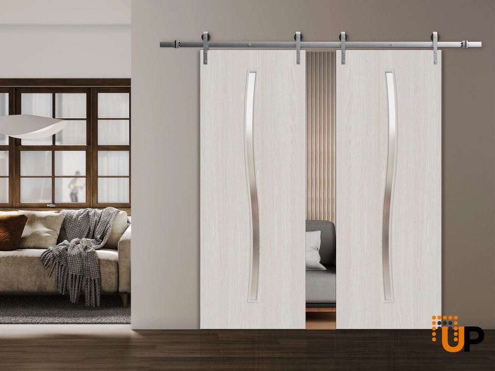 Double solid wood with honeycomb sliding classic interior barn double door | Basic 3002 Ash Franko | 36 x 80 (2* 18x80) photo#2