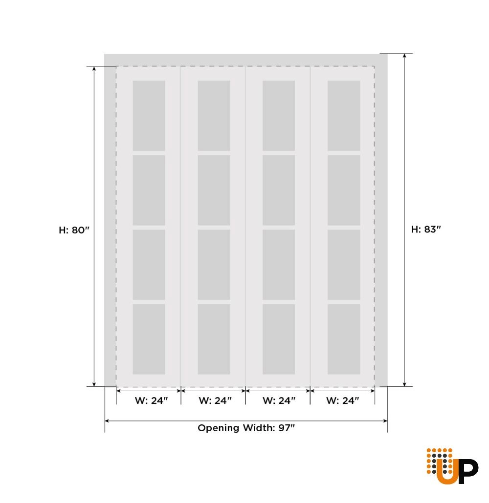 French mdf interior bi-fold double door with mirror glass | Sete 6999 White | 96 x 80 (4* 24x80) photo#6