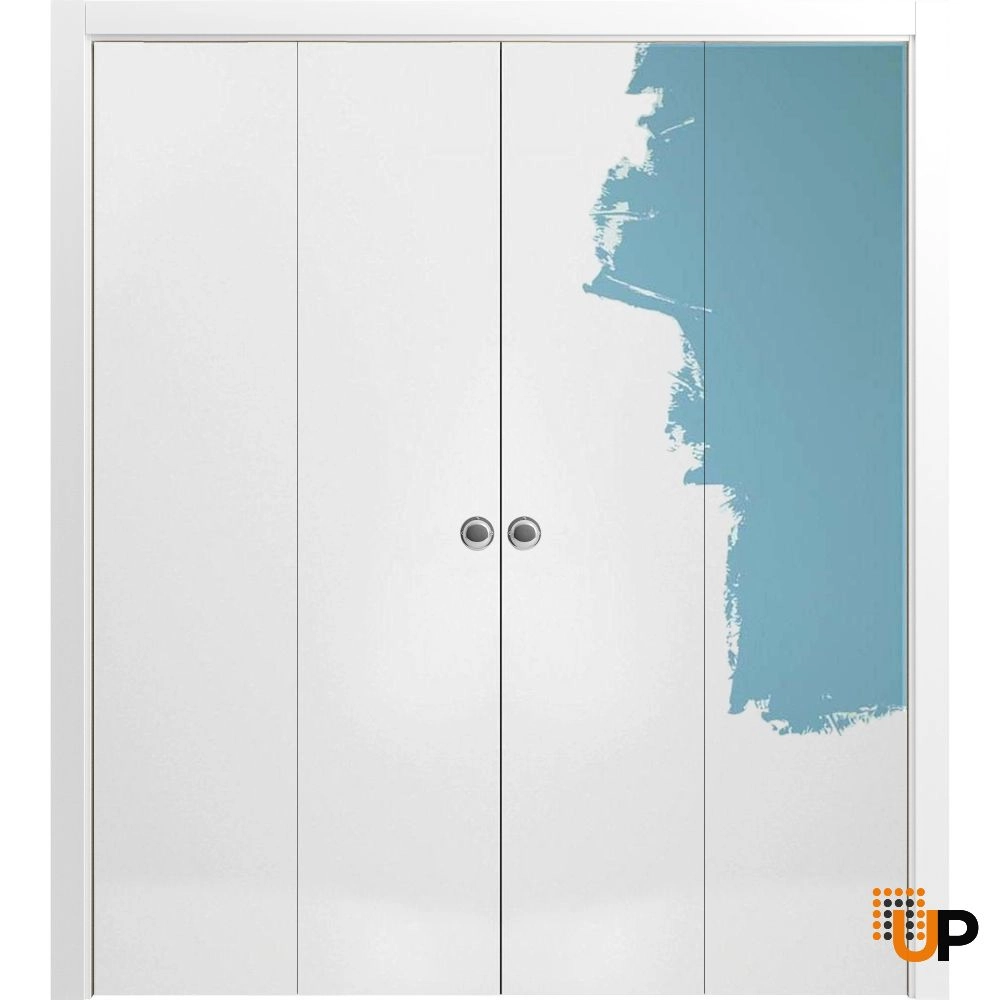 4 folding panels solid wood with honeycomb sliding flush interior bi-fold double door | Planum 0010 Primed | 72 x 80 (4* 18x80) photo#1