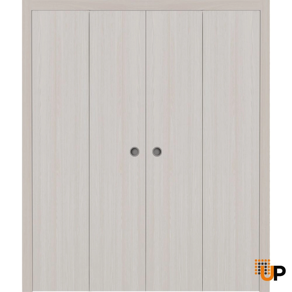 4 folding panels solid wood with honeycomb sliding flush interior bi-fold double door | Basic 3001 Ash Franko | 72 x 80 (4* 18x80) photo#1