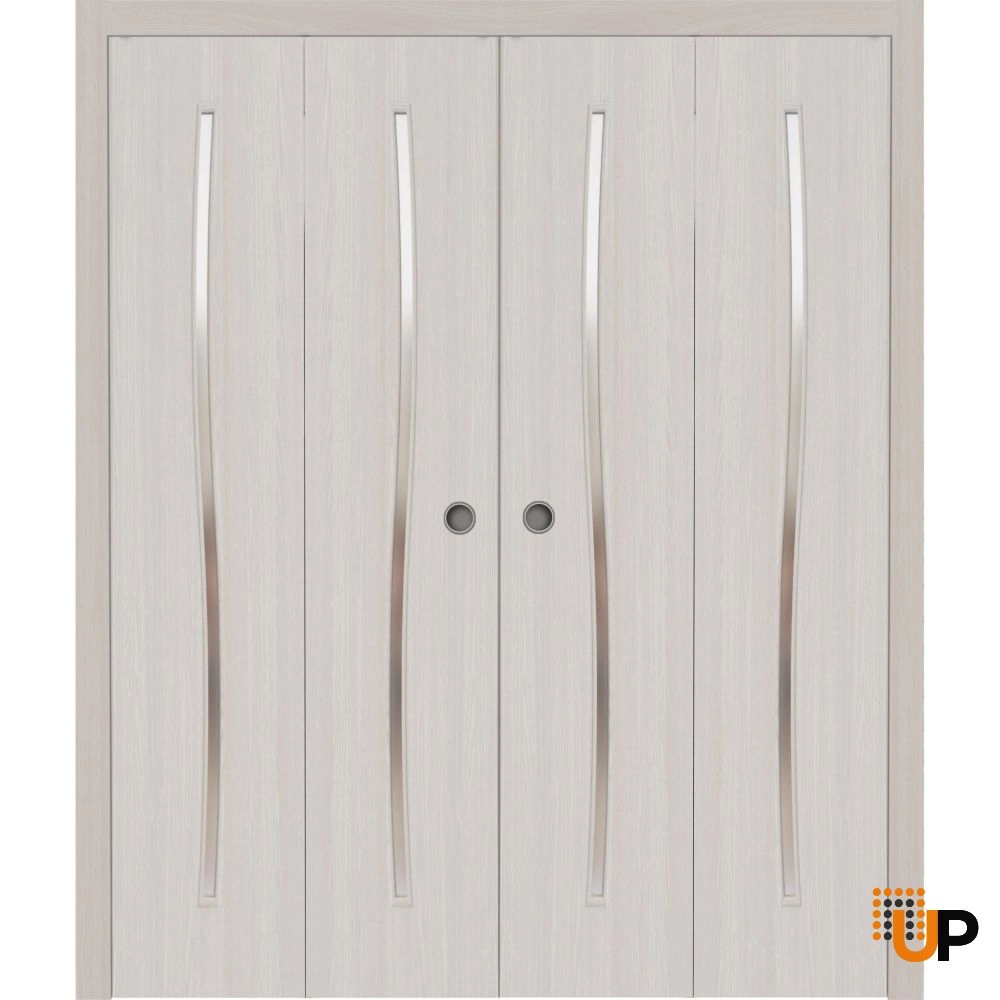 4 folding panels solid wood with honeycomb sliding interior bi-fold double door | Basic 3002 Ash Franko | 72 x 80 (4* 18x80) photo#1