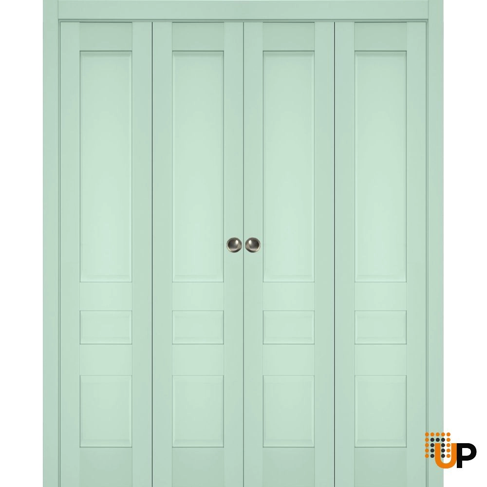 4 folding panels laminate sliding classic interior bi-fold double door | Veregio 7411 Oliva | 72 x 80 (4* 18x80) photo#1