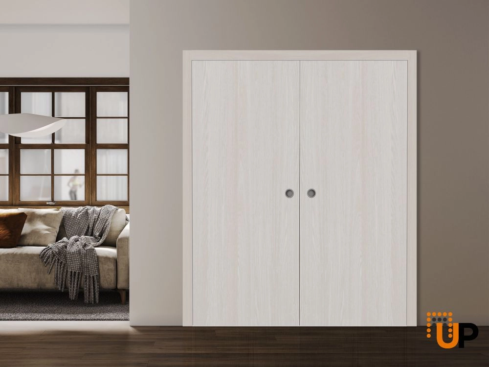 Double solid wood with honeycomb sliding interior pocket double door | Basic 3001 Ash Franko | 36 x 80 (2* 18x80) photo#2