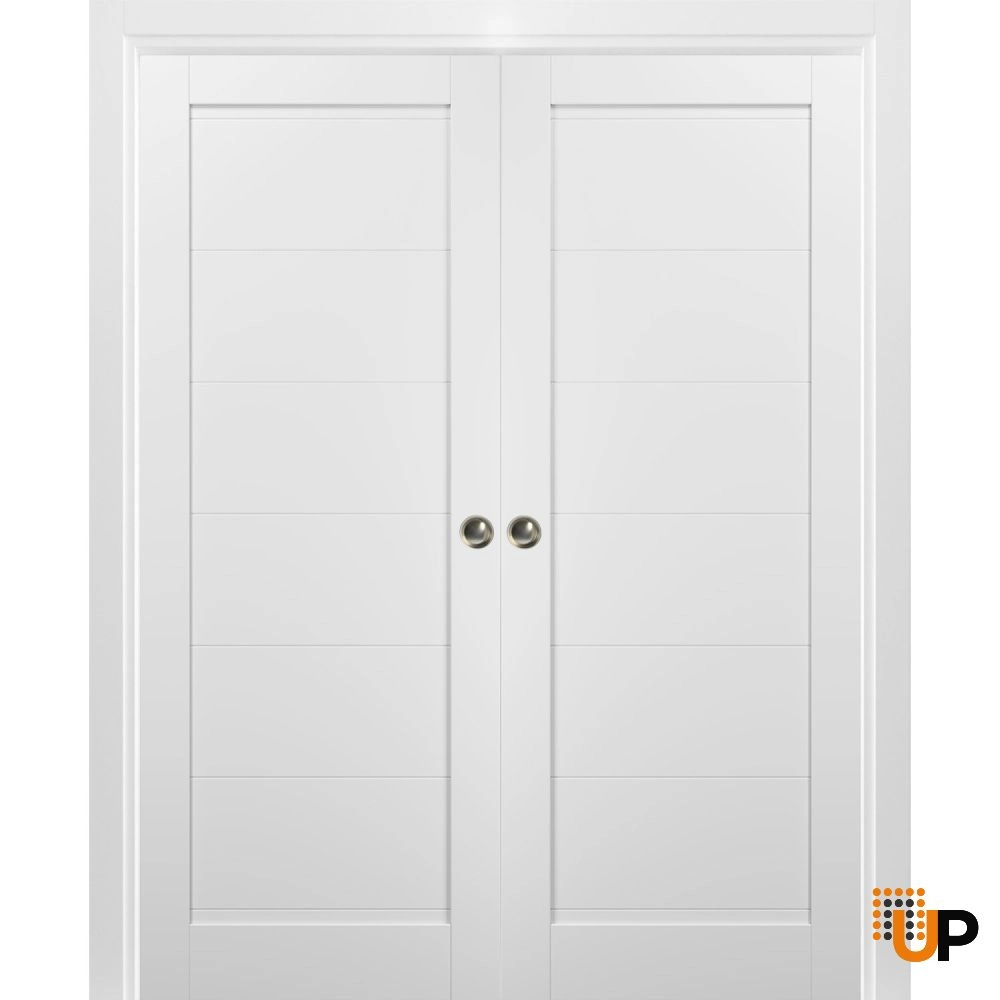 Double mdf sliding interior pocket double door | Quadro 4115 White | 36 x 80 (2* 18x80) photo#1