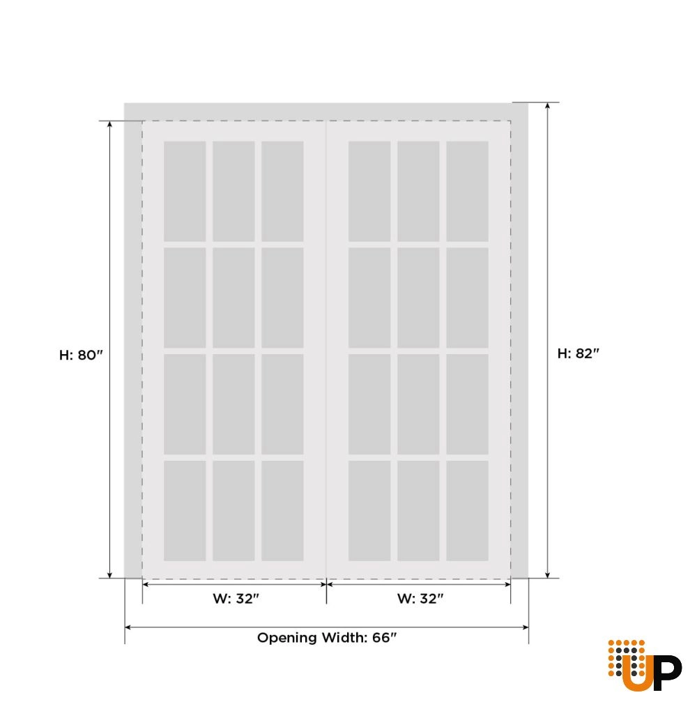 Double mdf french interior swing double door with frosted glass | Quadro 4445  Nebraska Grey | 64 x 80 (2* 32x80) photo#6