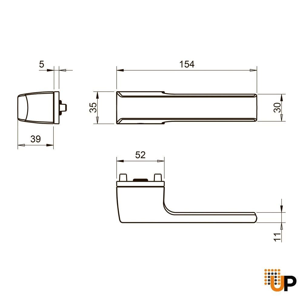 Door Euro Handle 3099 for Magnetic Lock, Black Passage photo#3